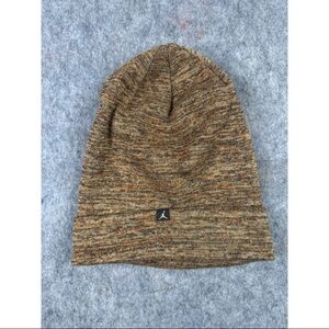Nike Jordan Beanie Hat Men's One Size Brown Knit Classic Jumpman Logo Cuffed